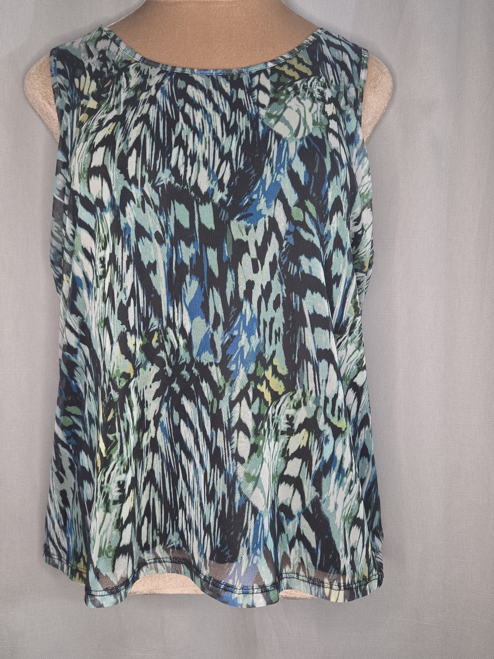 Chico's Blue Green Printed Tank Top Women's Size Large